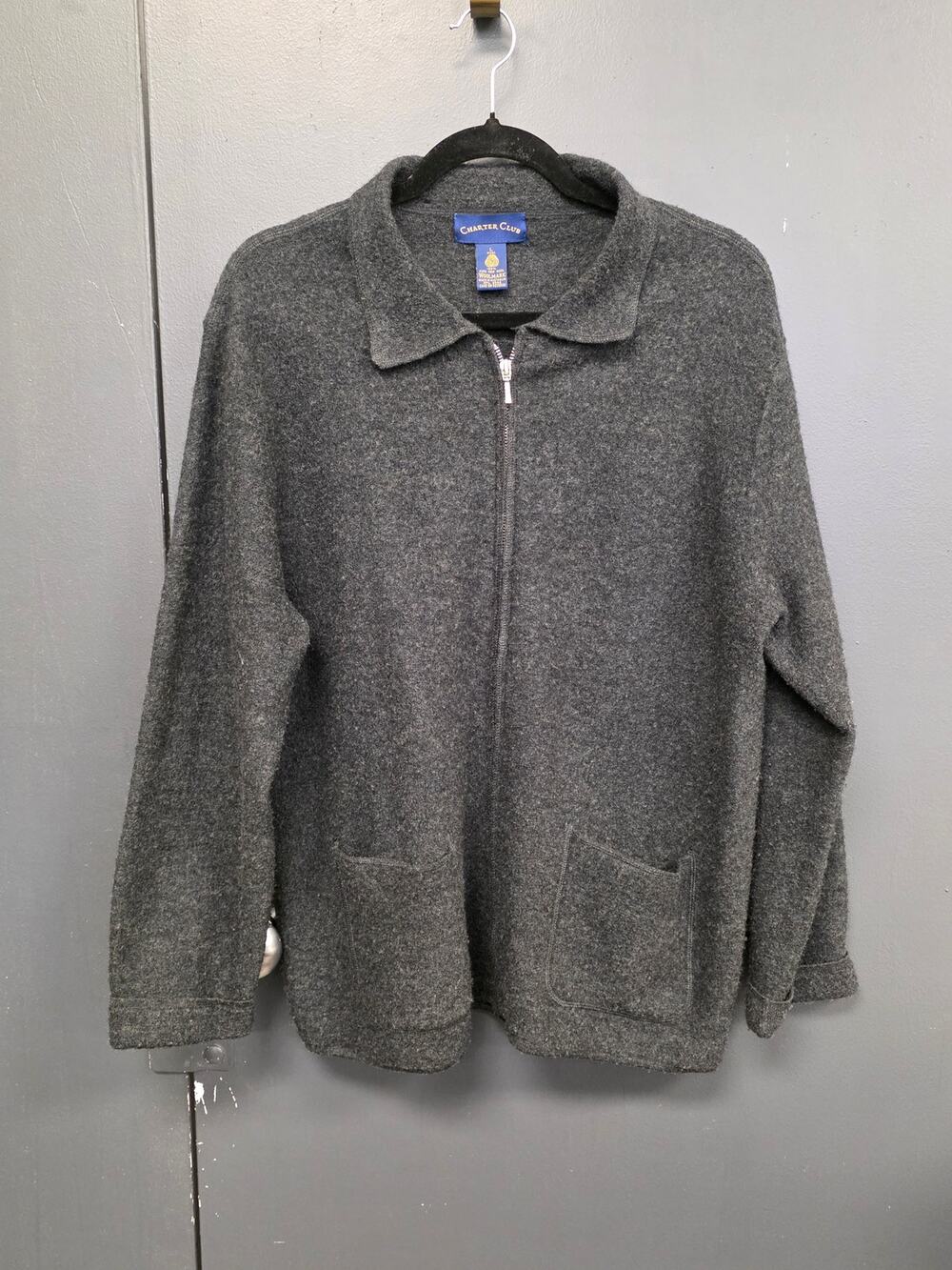 GRAY CHARTER CLUB ZIP UP 1027